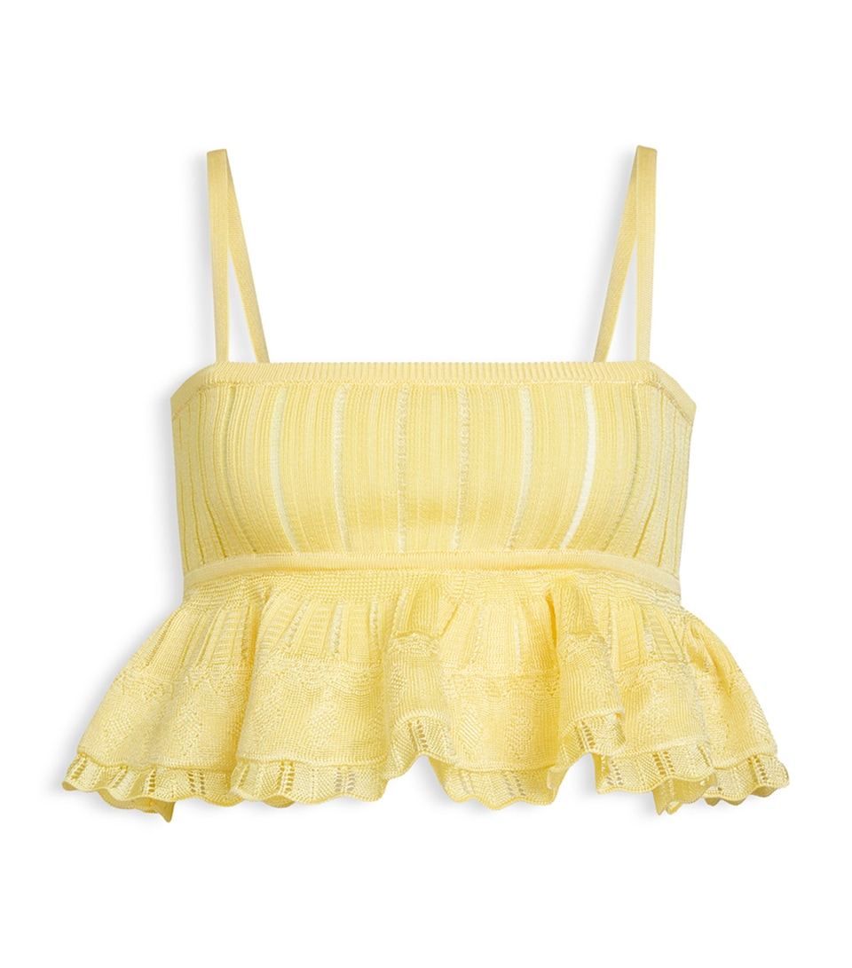 Alaïa Womens Knitted Crinoline Crop Top Pale Yellow