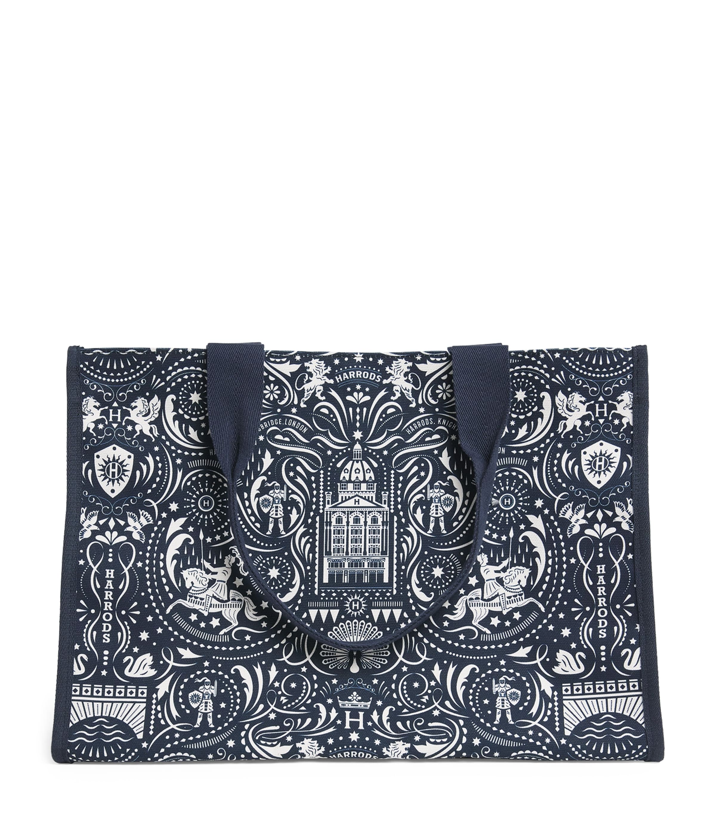 Harrods Medium Knights of Brompton Tote Bag Multi Print