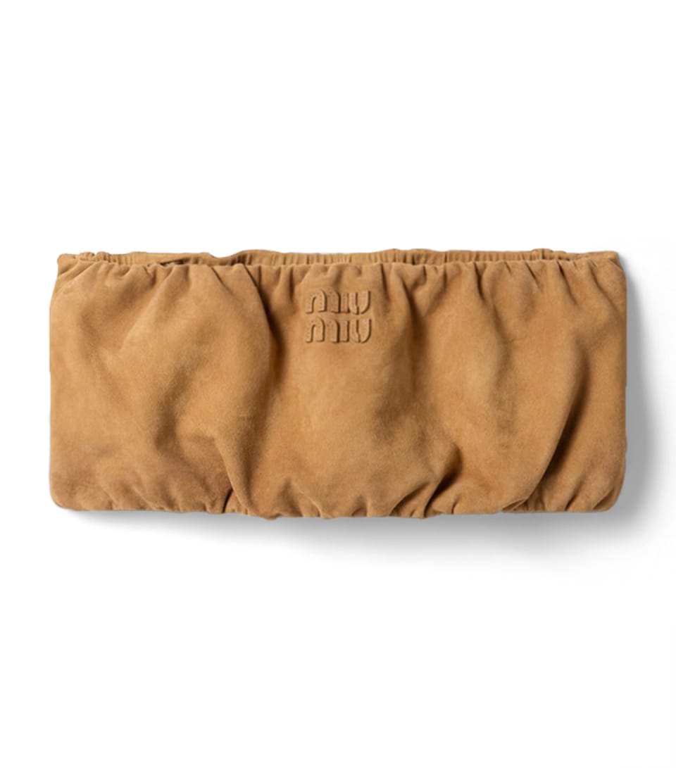 Miu Miu Womens Waxed Suede Bandeau Top Neutral
