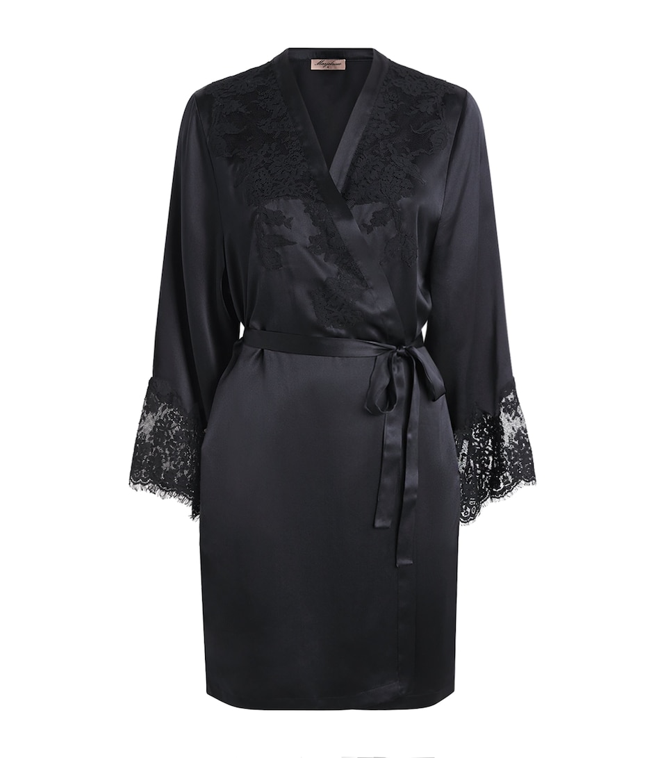 Marjolaine Womens Silk Tess Robe Noir