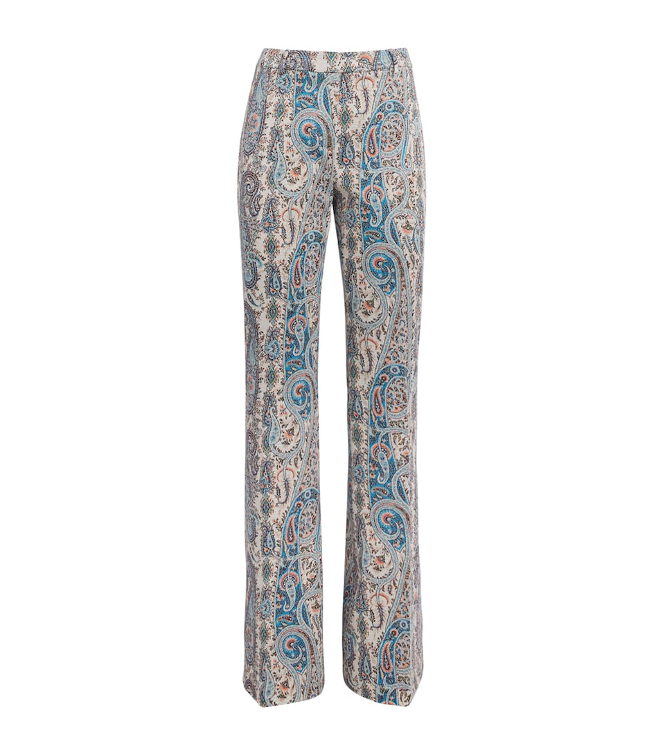 Etro Womens Knitted Paisley Flared Trousers Multi Blu Base