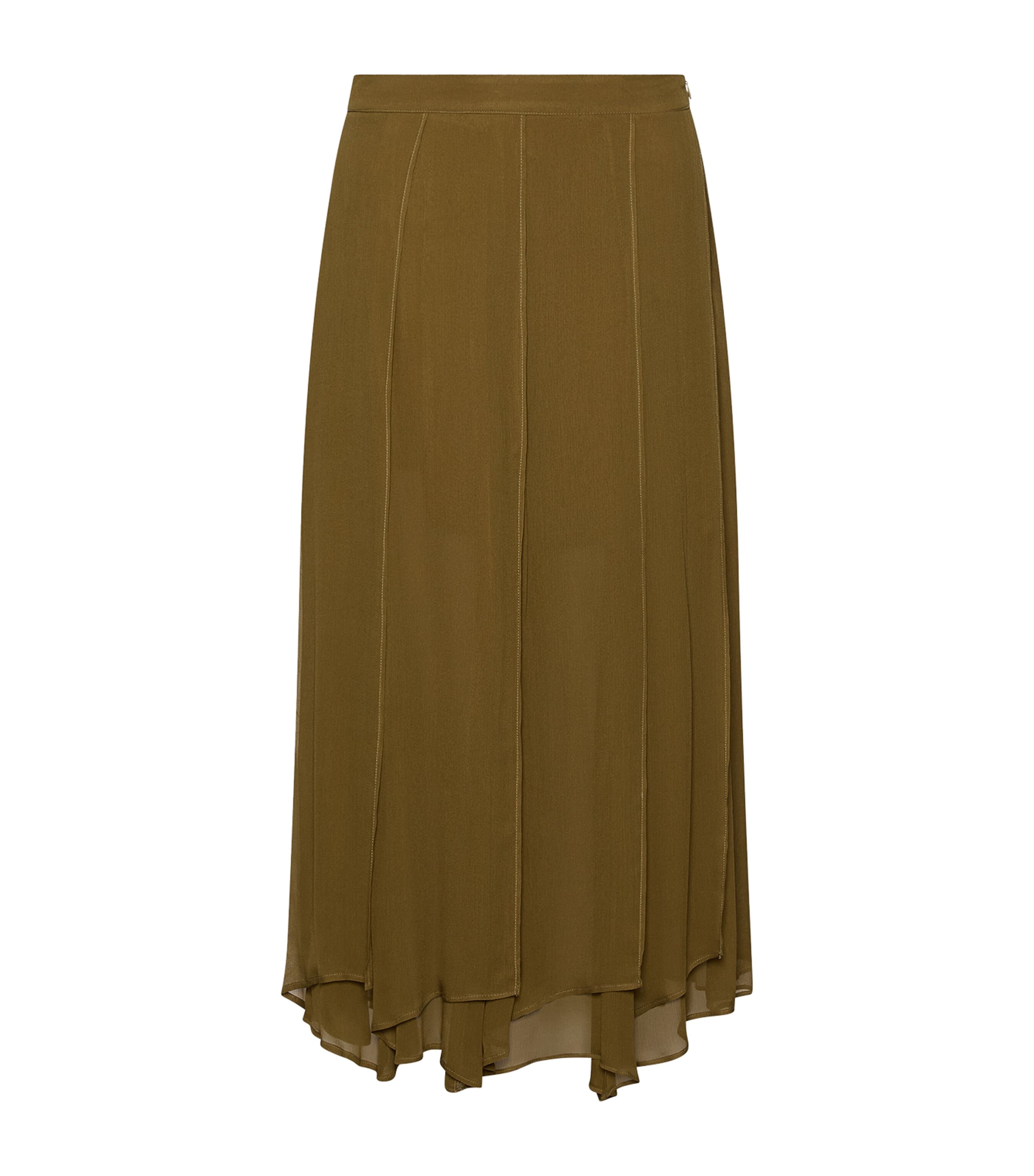 Marella Womens Asymmetric Midi Skirt Oil Green