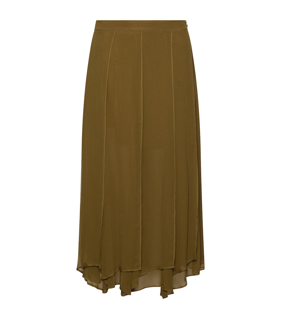 Marella Womens Asymmetric Midi Skirt Oil Green