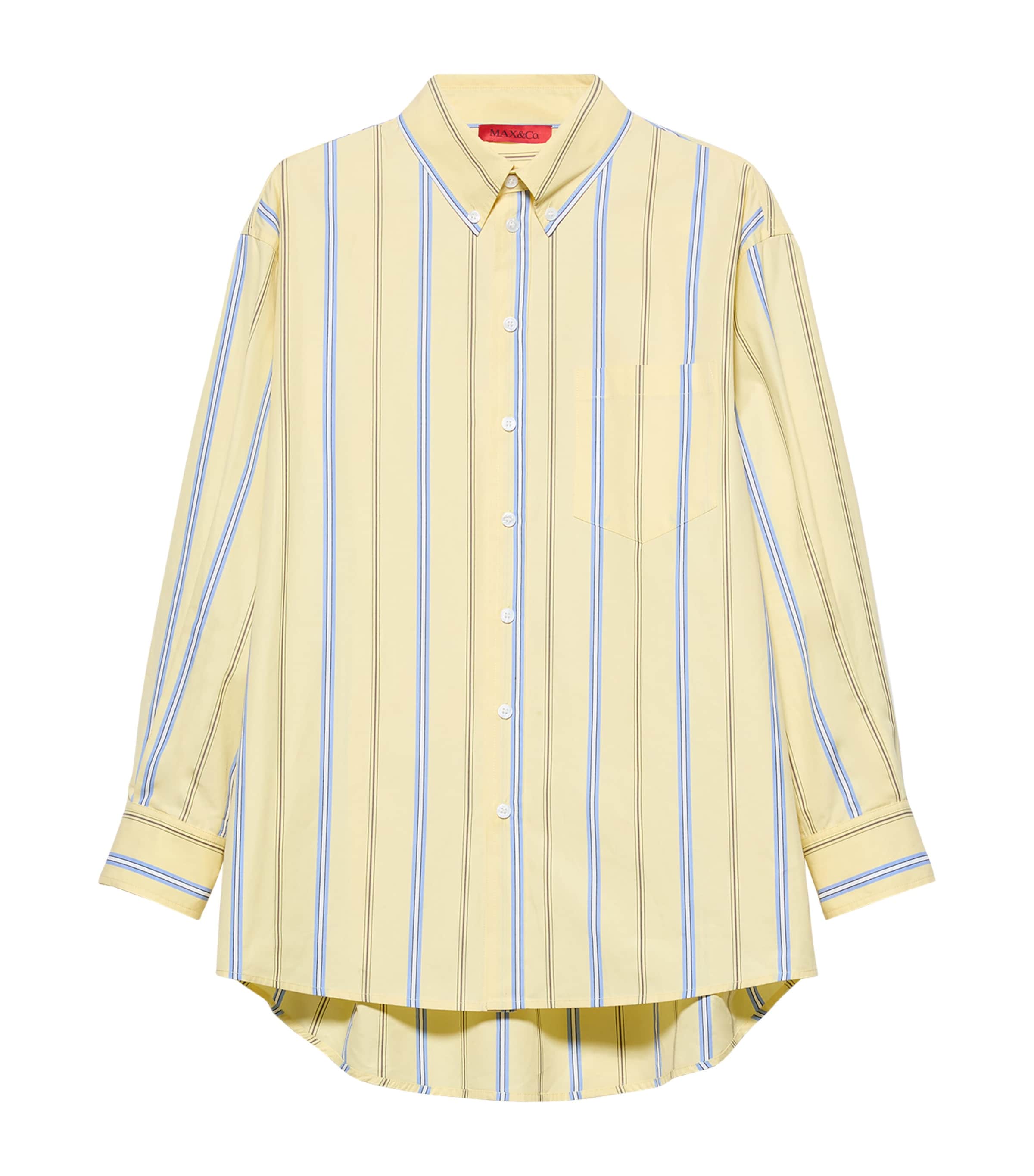 MAX&Co. Womens Stripe Plot Twist Shirt Yellow