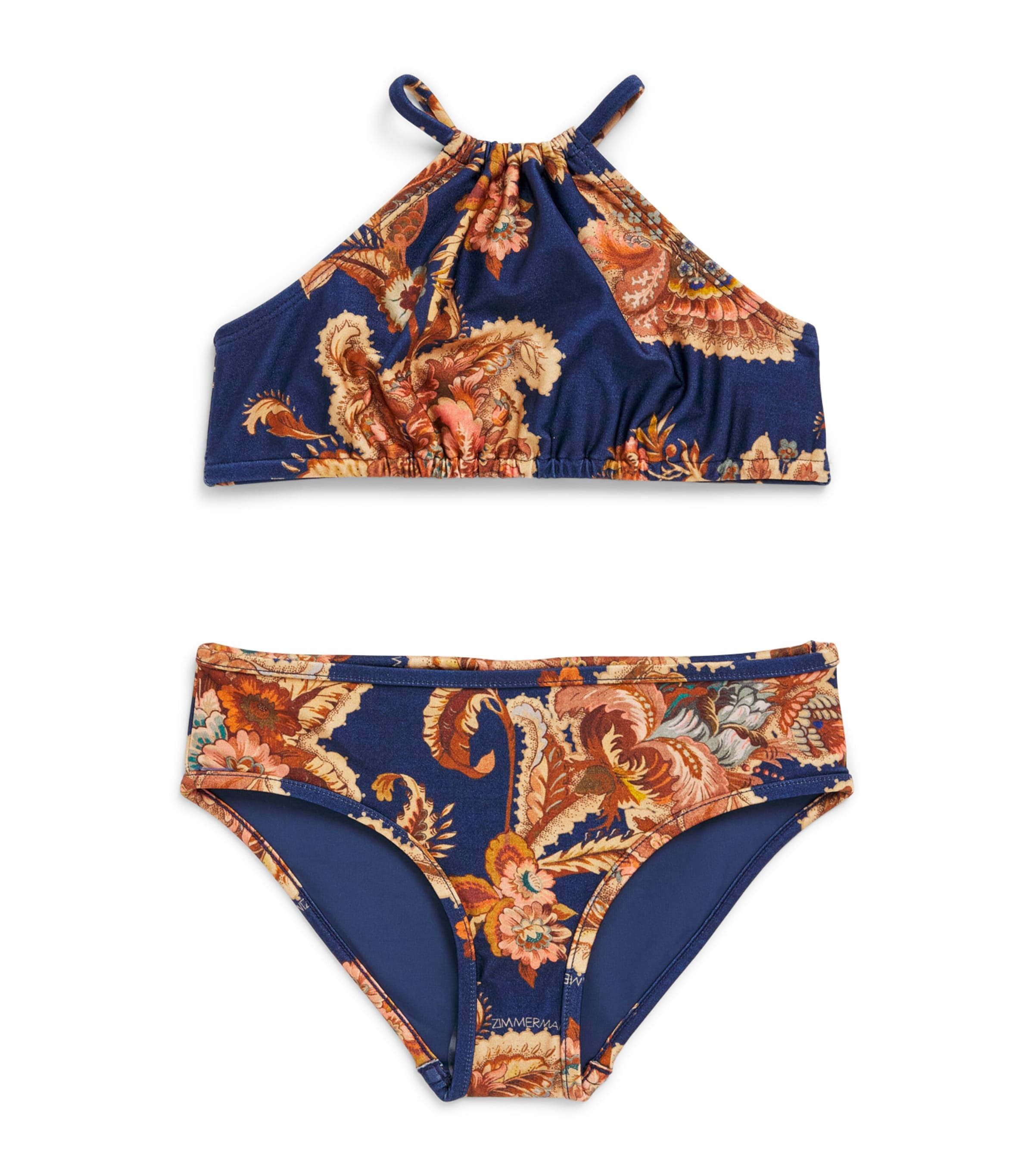 Zimmermann Kids Printed Aster Bikini (2-12 Years) Navy Jacobean