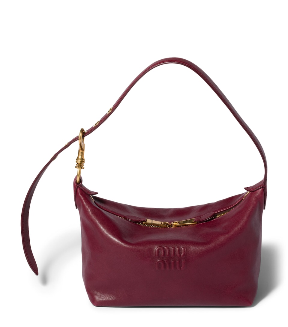 Miu Miu Small Nappa Leather Spirit Shoulder Bag Burgundy