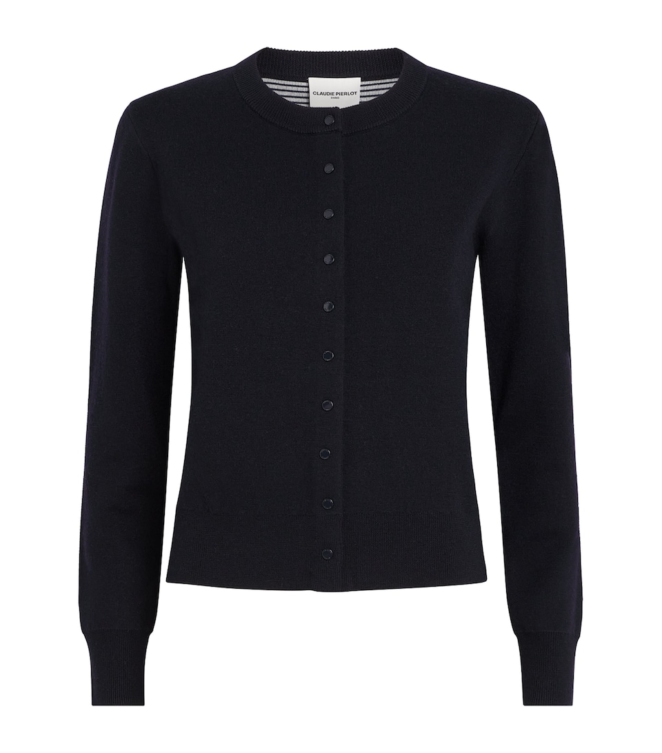 Wool-Blend Fine-Knit Cardigan