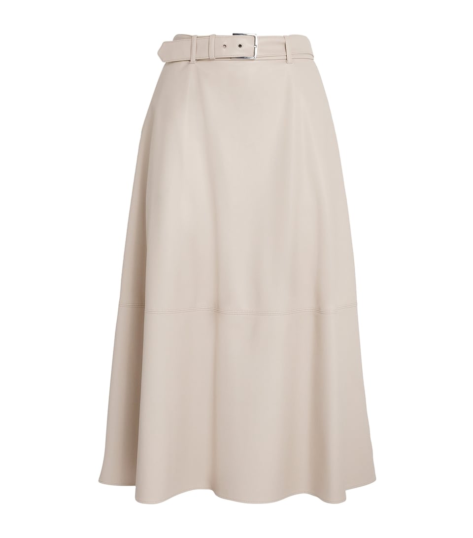 MM Womens Faux Leather Midi Skirt Sand