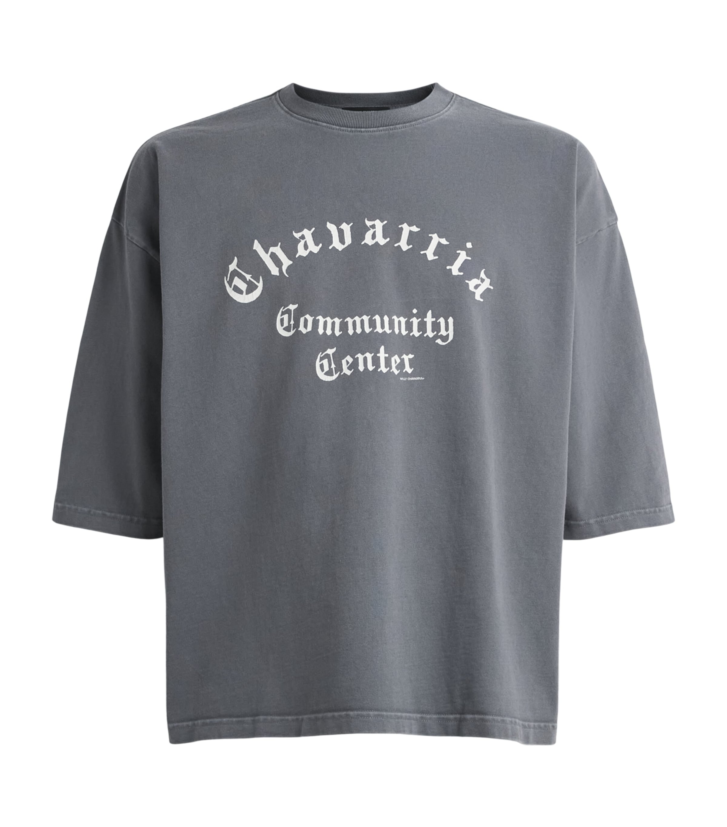 Willy Chavarria Mens Cotton Community Centre T-Shirt Concrete