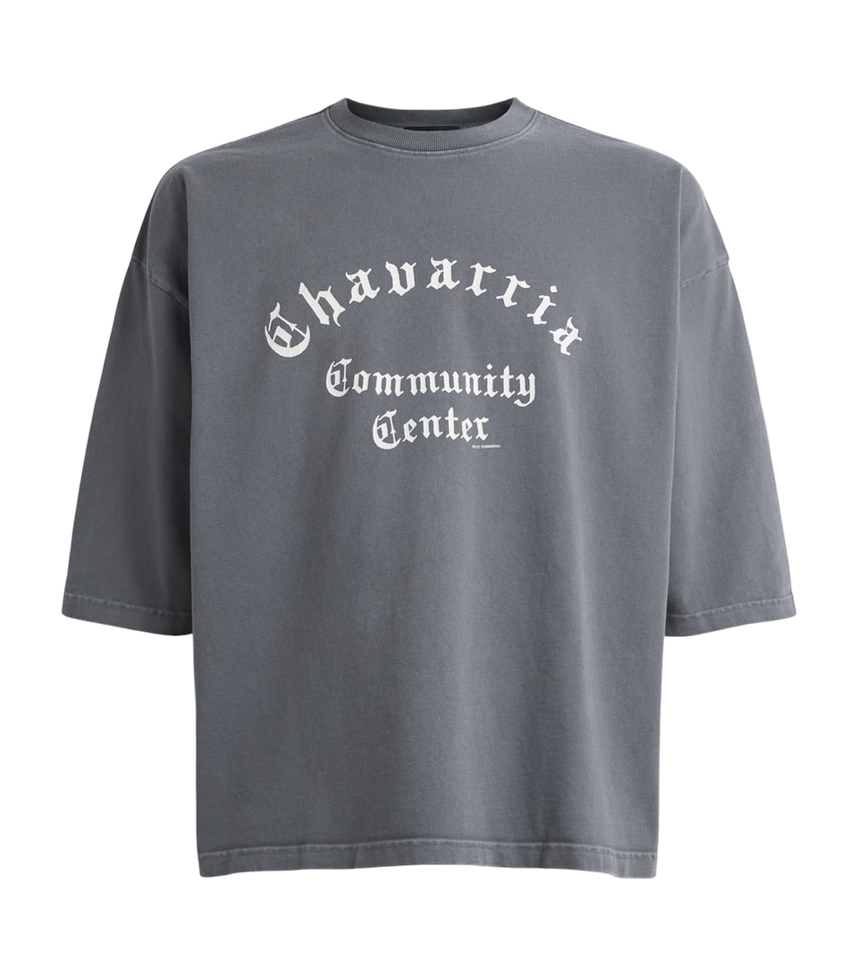 Willy Chavarria Mens Cotton Community Centre T-Shirt Concrete
