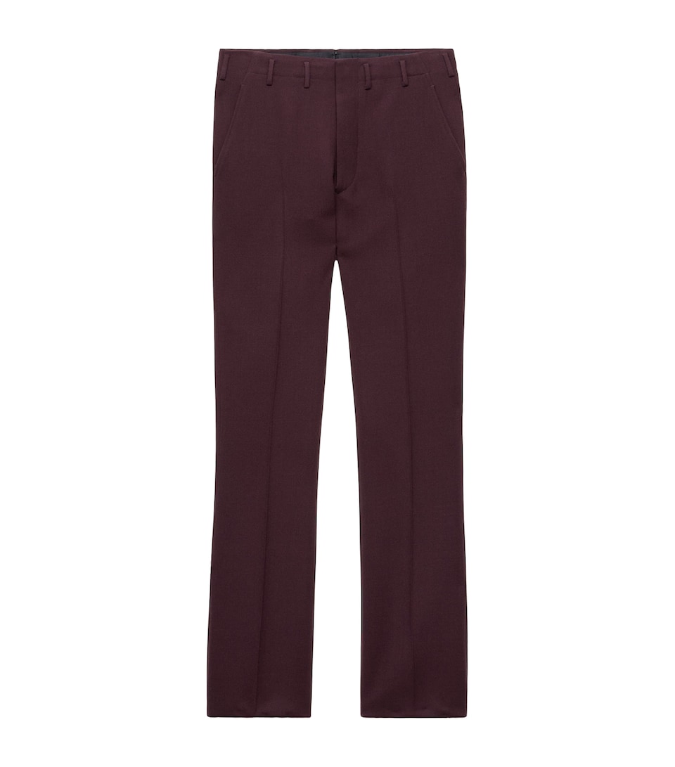 Prada Mens Wool Straight-Leg Trousers Purple