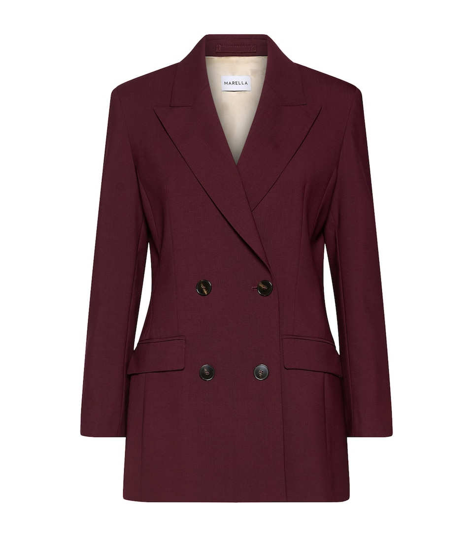 Marella Womens Stretch-Wool Blazer Bordeaux