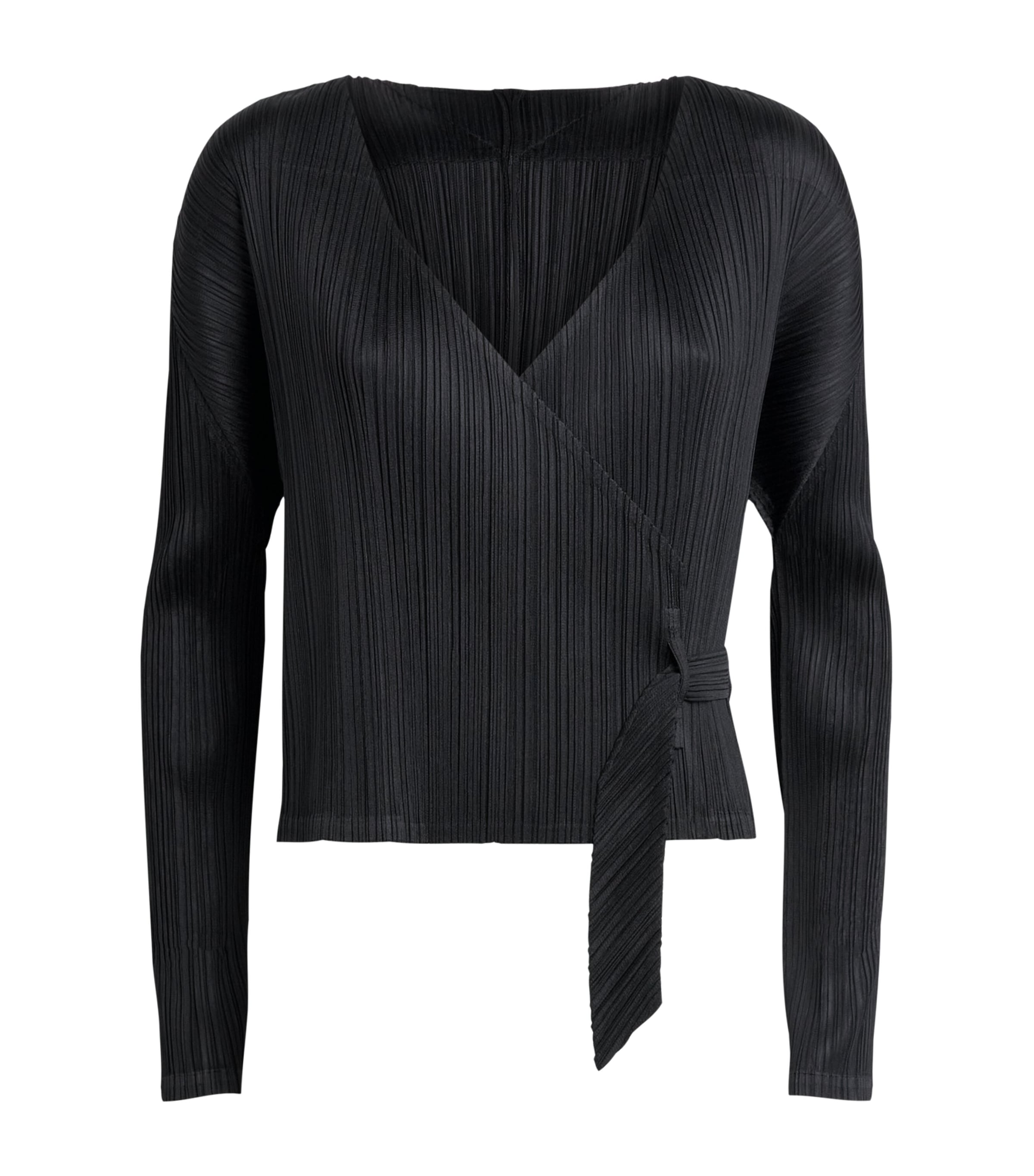 Pleats Please Issey Miyake Womens Pleated Facade Cardigan Black
