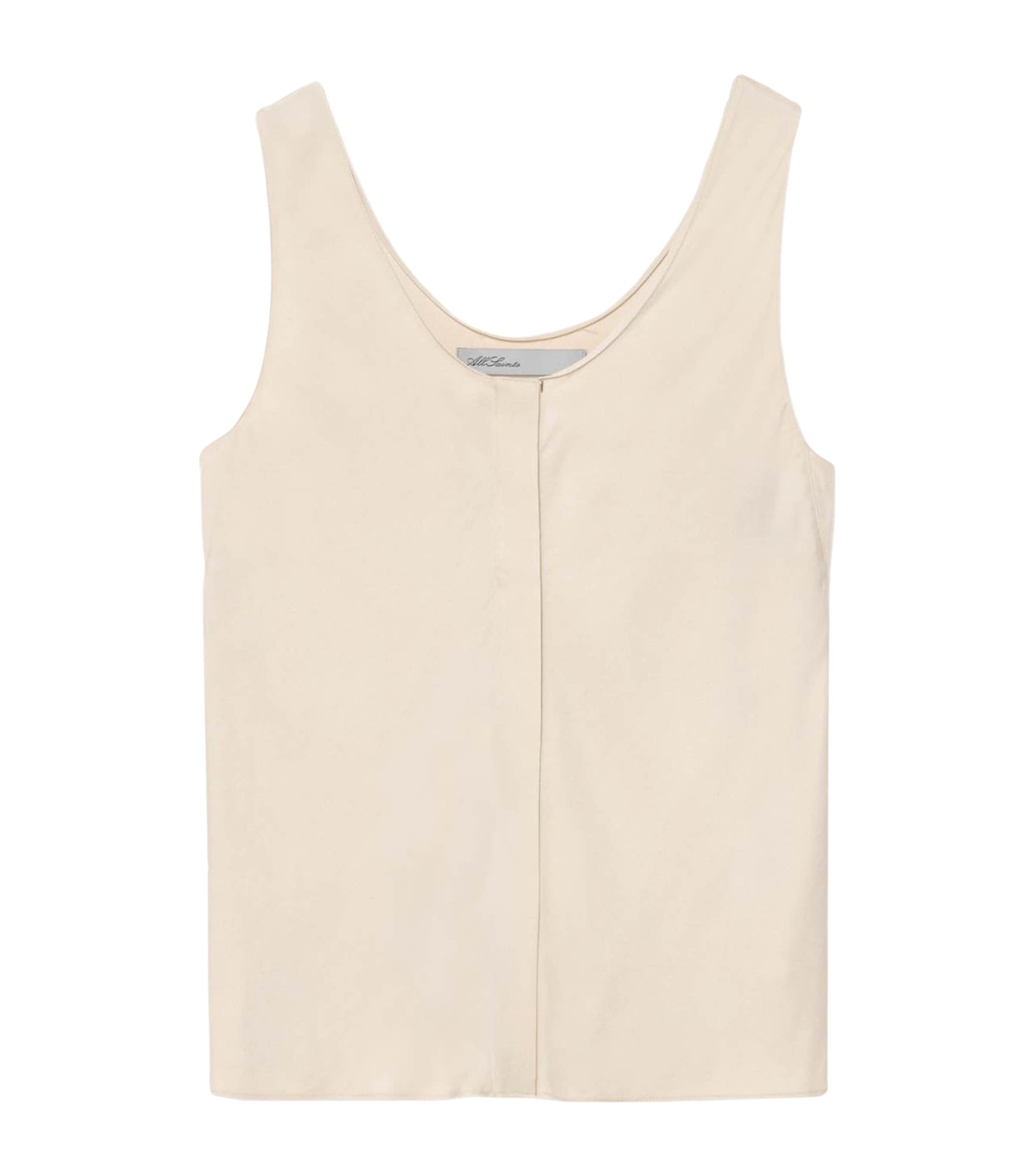 AllSaints Womens Silk-Blend Milla Tank Top Ecru White
