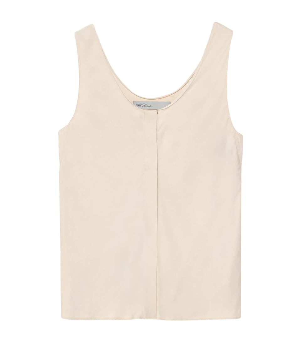 AllSaints Womens Silk-Blend Milla Tank Top Ecru White