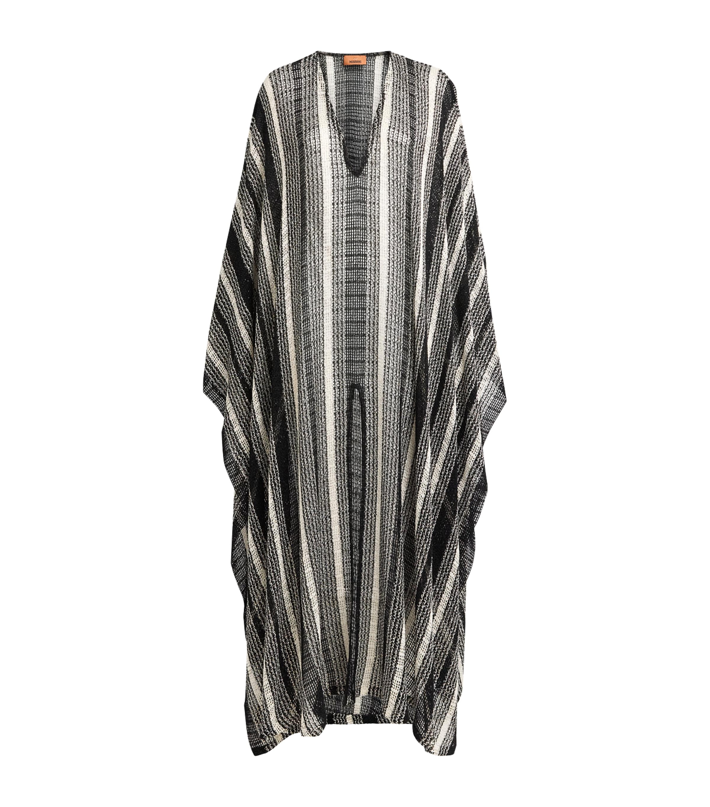 Missoni Womens Crochet Stripe Maxi Kaftan White/black