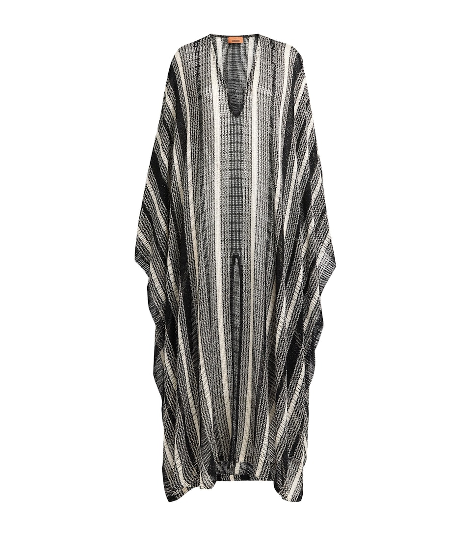 Missoni Womens Crochet Stripe Maxi Kaftan White/black