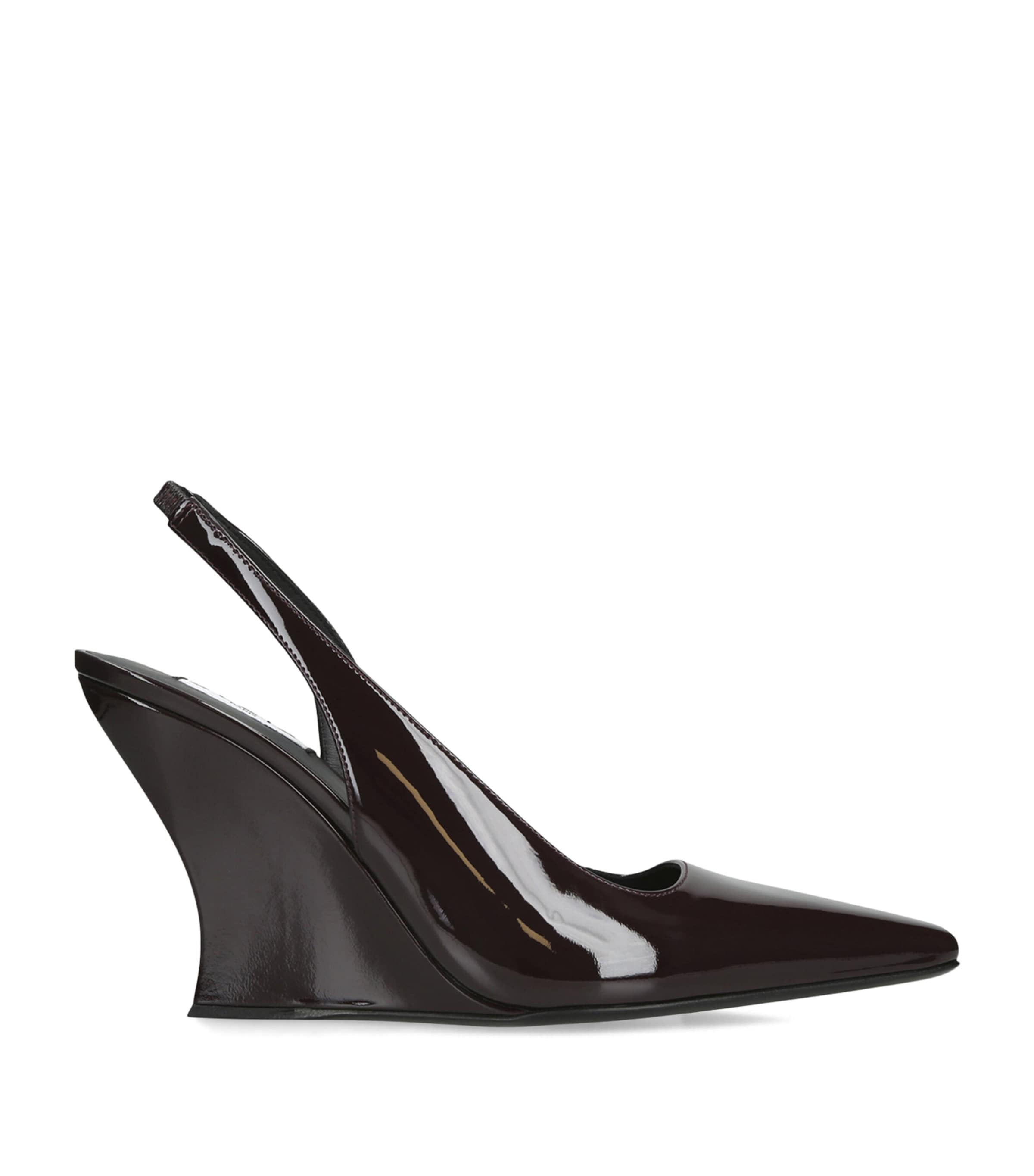 Patent Leather Wedge Slingback Heels