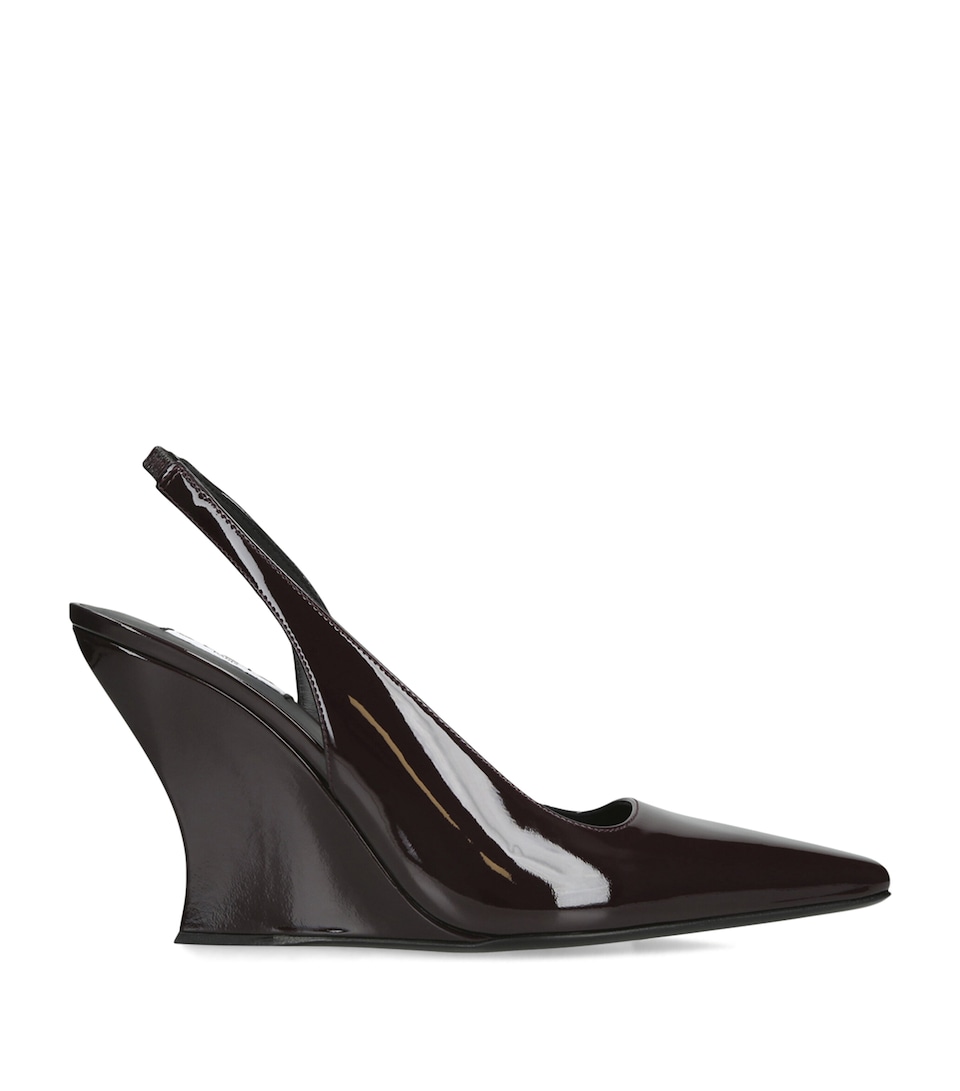 Patent Leather Wedge Slingback Heels
