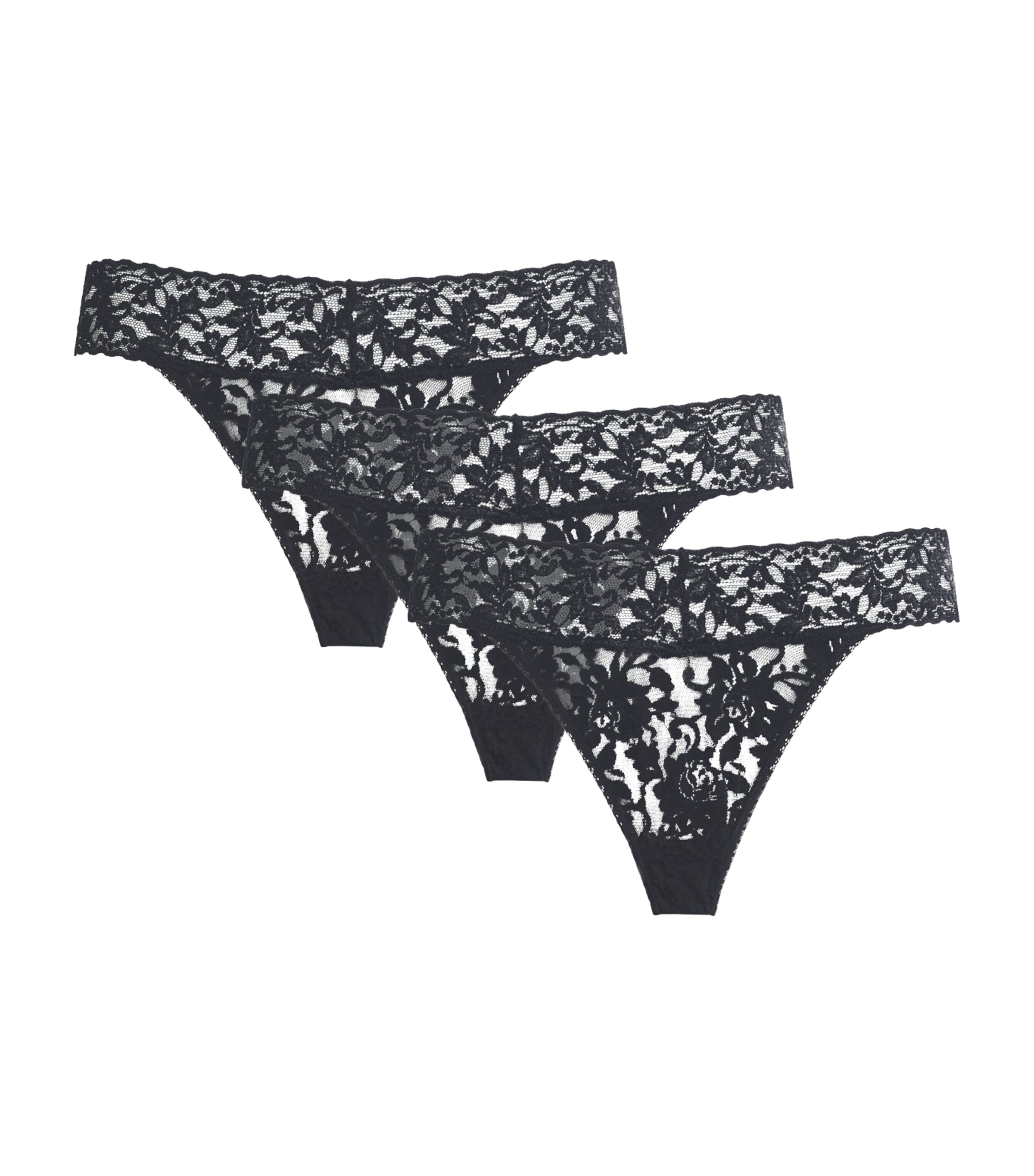 Hanky Panky Womens Lace Low-Rise Thongs (Pack of 3) Black