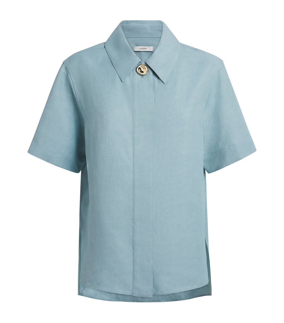 Joseph Womens Short-Sleeve Volu Shirt Chambray