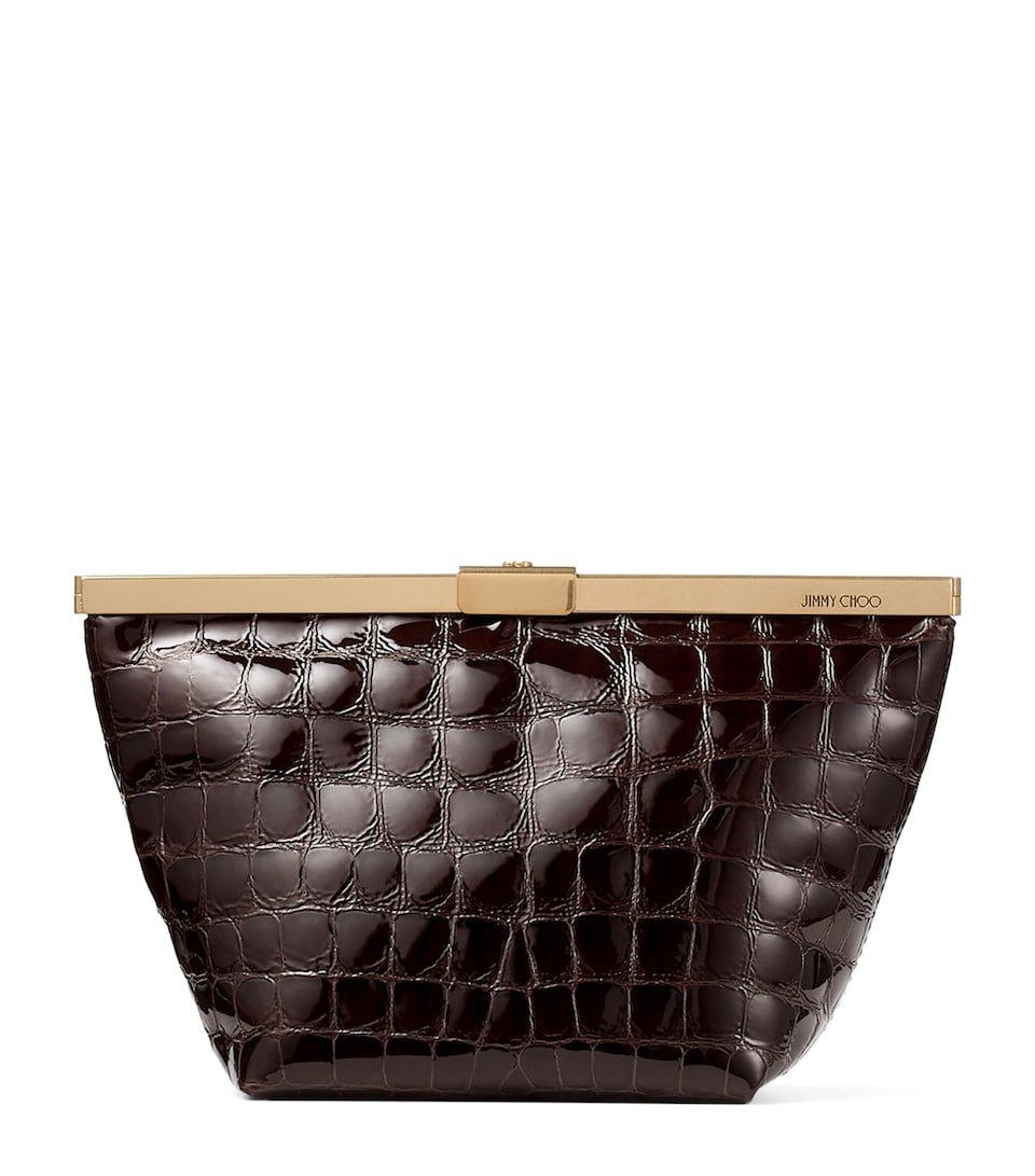 Croc-Embossed Ganache Clutch Bag