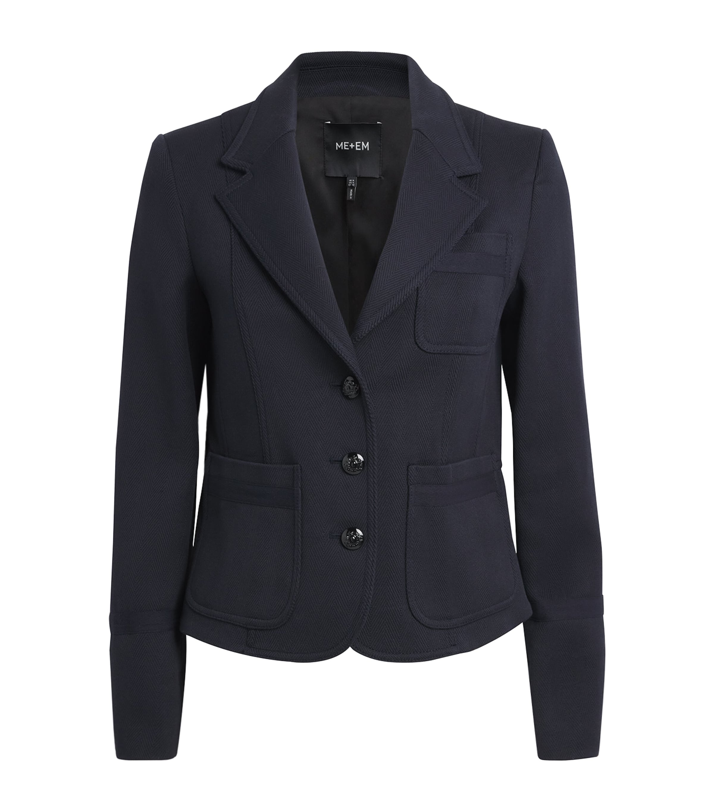 Cotton-Blend Herringbone Cropped Jacket