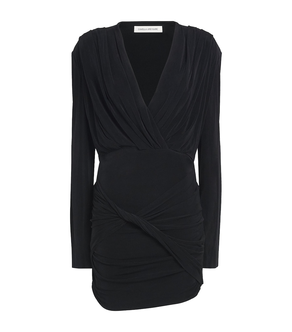 CAMILLA AND MARC Womens Draped Katerina Mini Dress Dblk Black