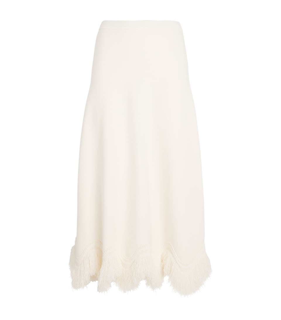 Knit Fringe-Trim Paulina Midi Skirt