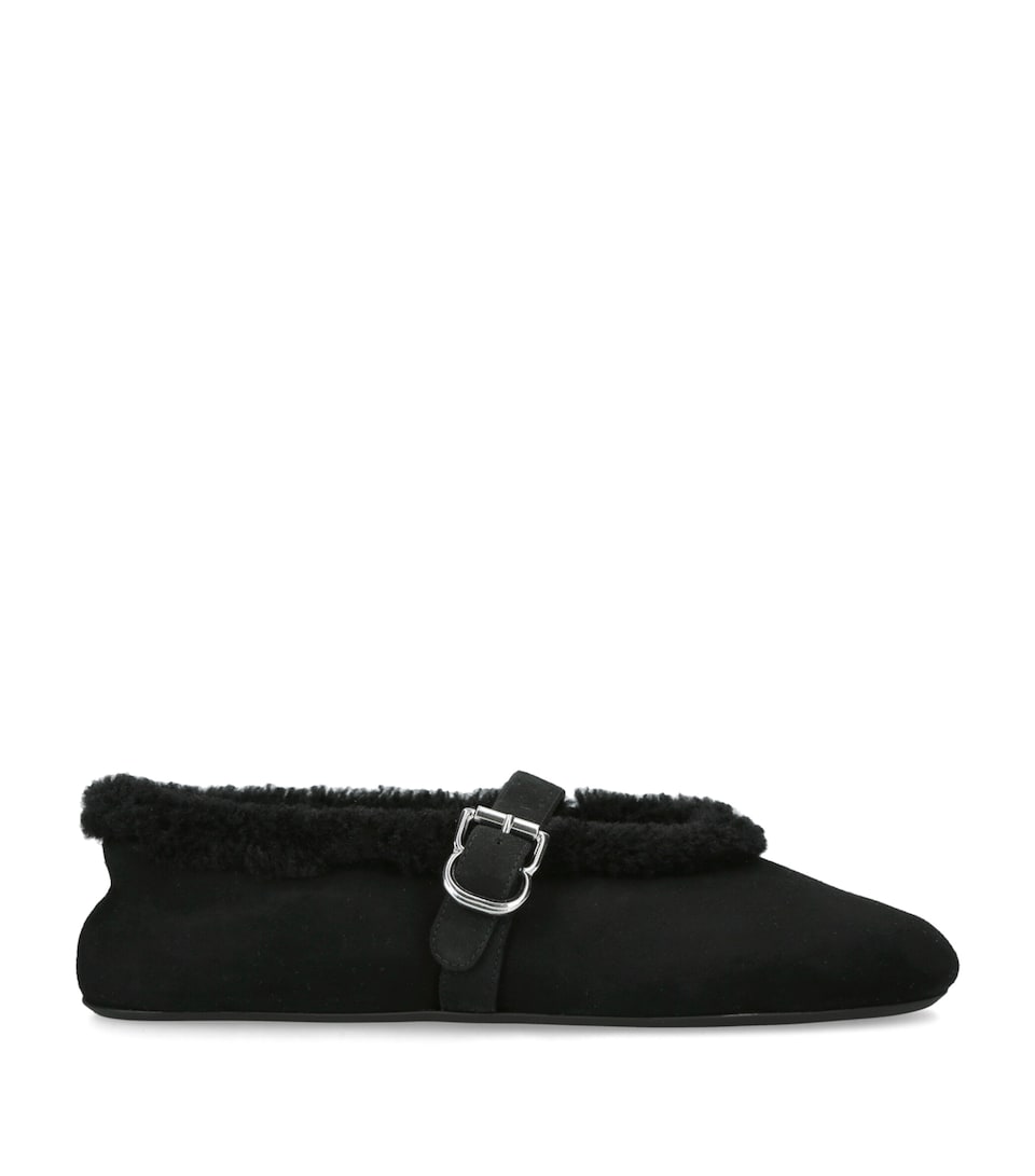Alaïa Shearling Ballet Flats Black