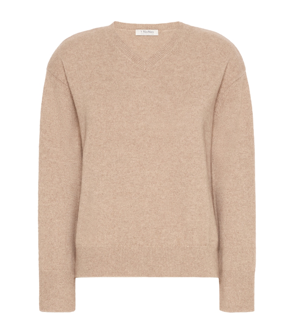 Max Mara Womens Cashmere V-Neck Sweater Clay
