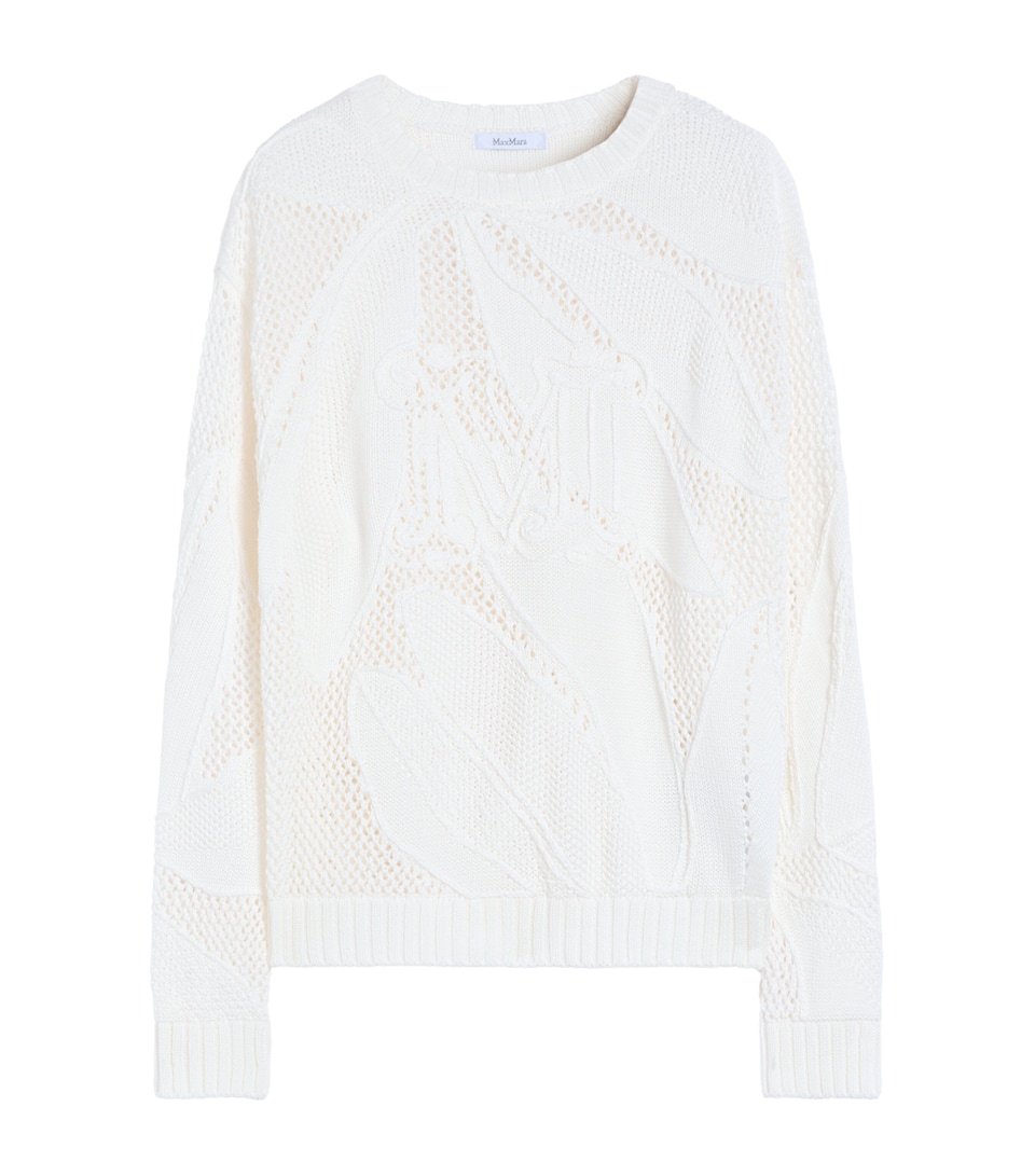 Max Mara Womens Crochet Logo Sweater White