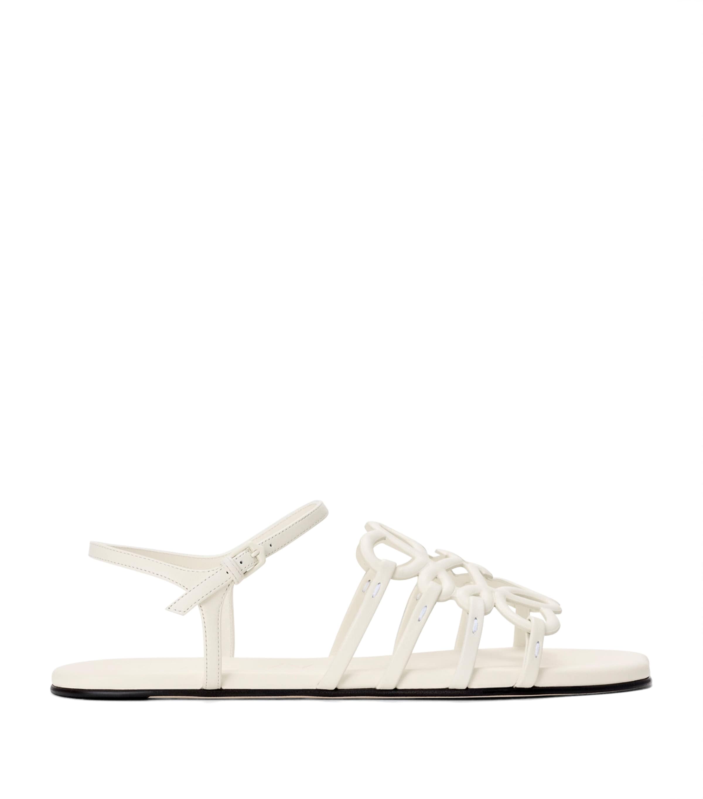 LOEWE x Paula's Ibiza Leather Petal Anagram Sandals White
