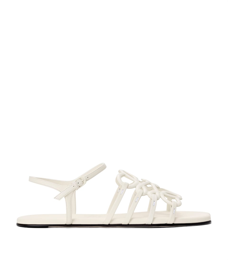 LOEWE x Paula's Ibiza Leather Petal Anagram Sandals White