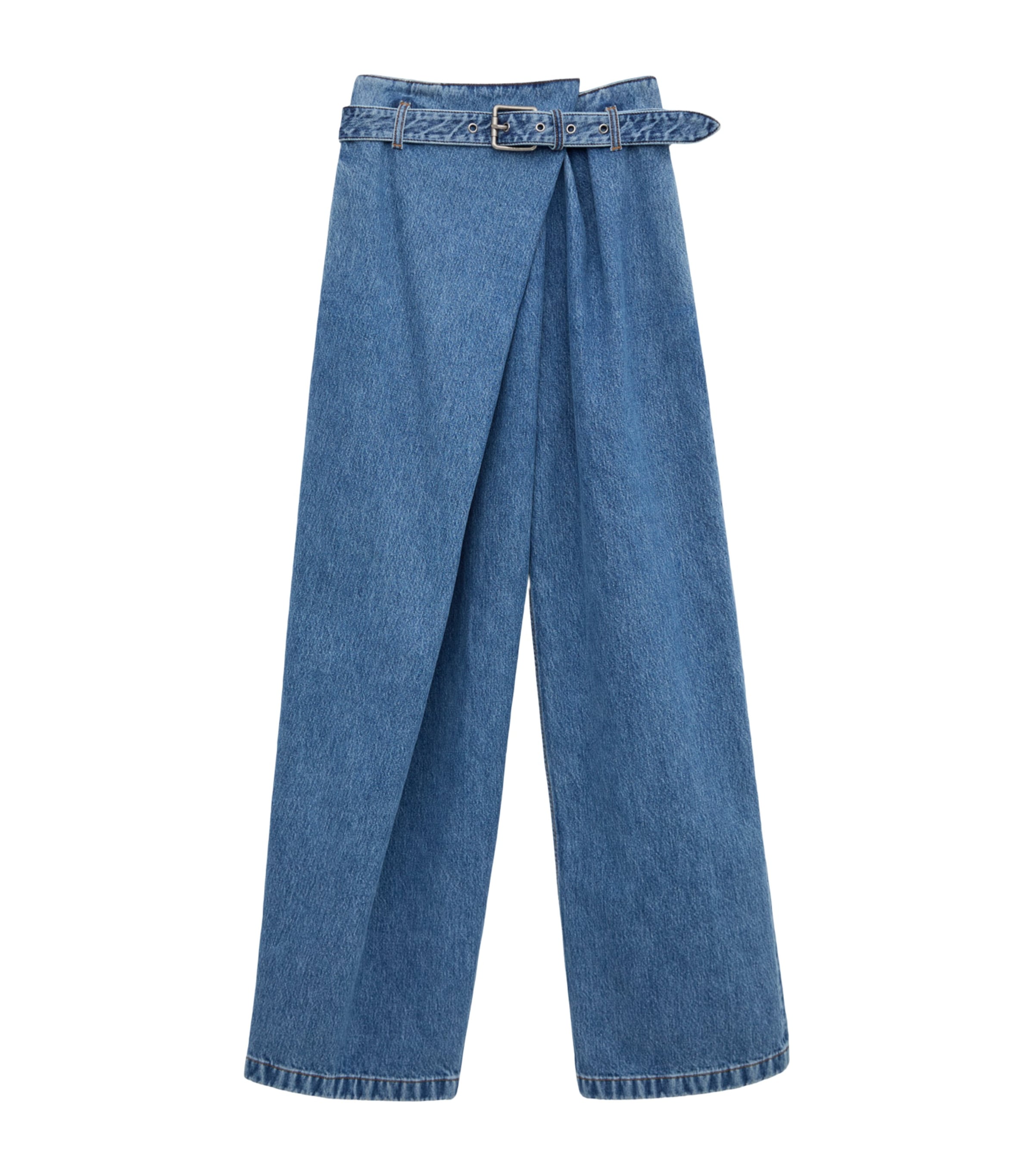 LOEWE Womens Draped Mid-Rise Relaxed Jeans Blue