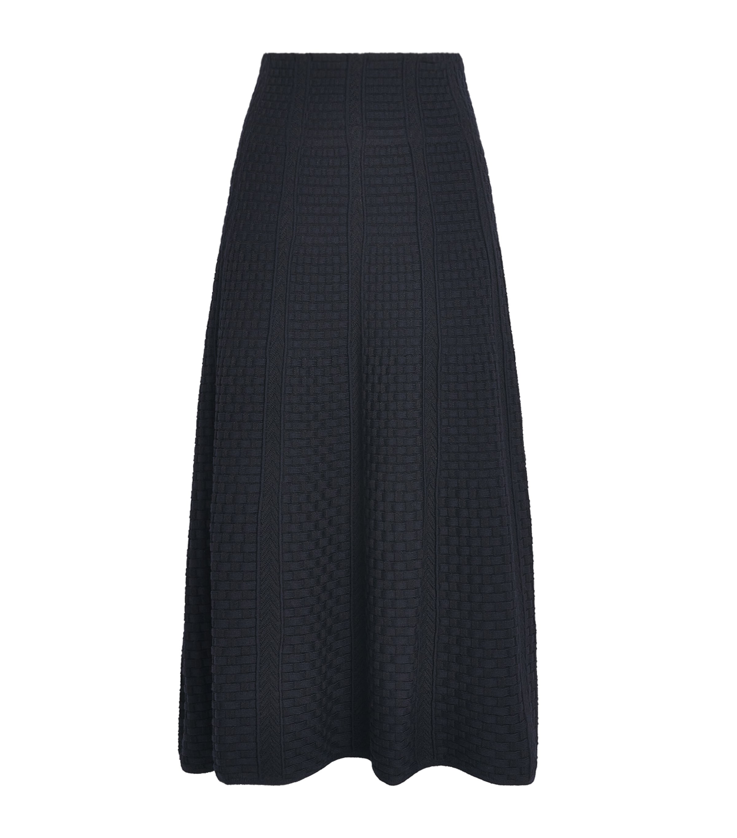 Molli Womens Virgin Wool-Blend Basket-Weave Midi Skirt Midnight Deep Black