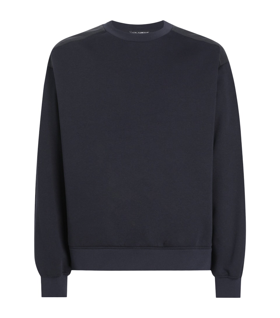 Dolce&Gabbana Mens Cotton-Blend Double-Faced Sweatshirt Very Dark Blue