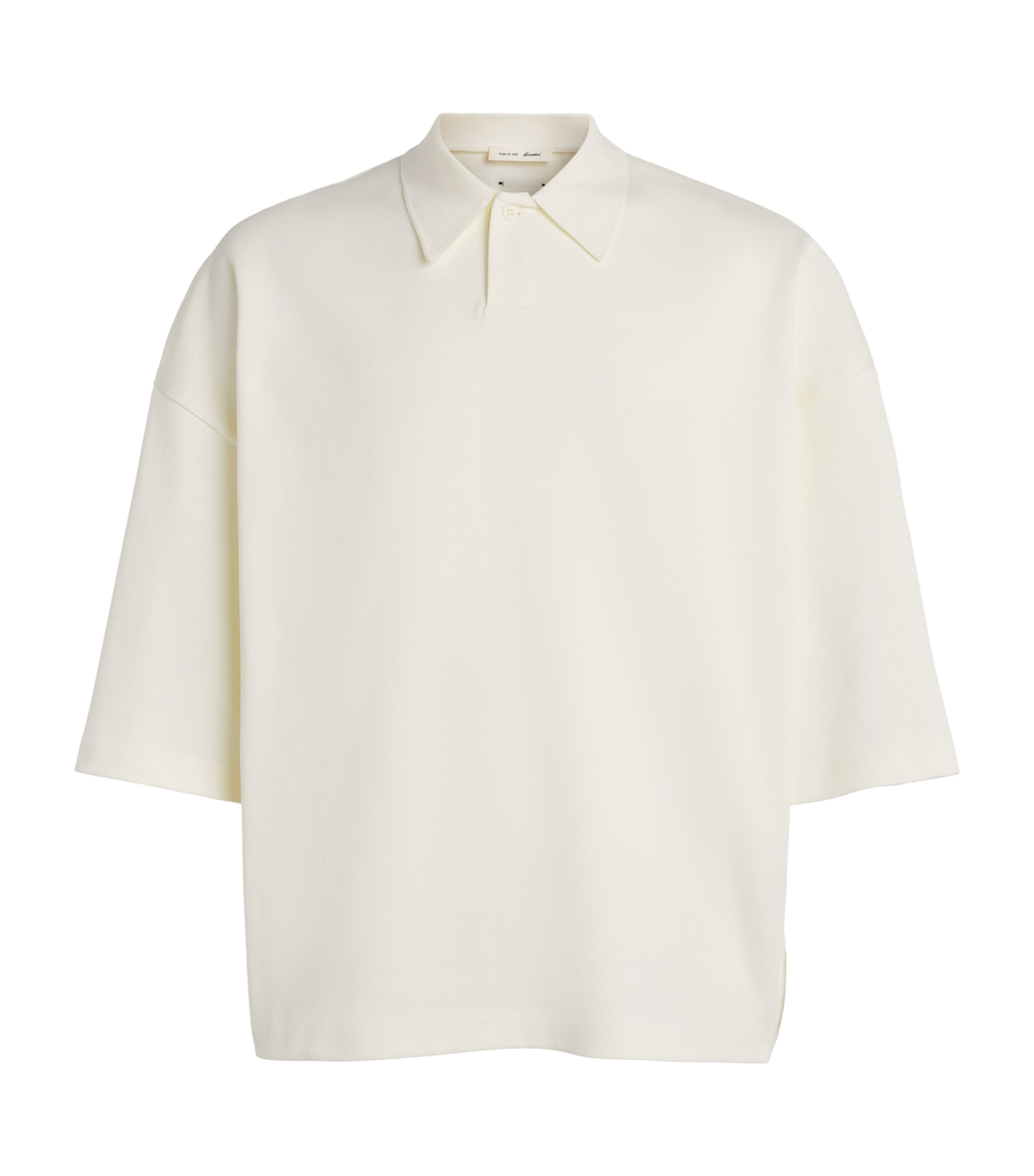 FEAR OF GOD ESSENTIALS Mens Cotton-Blend Signature '90s Polo Shirt Ivory