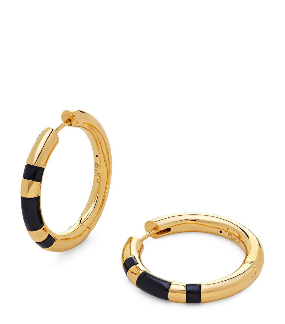 x Kate Young Medium Gold Vermeil and Black Onyx Hoop Earrings