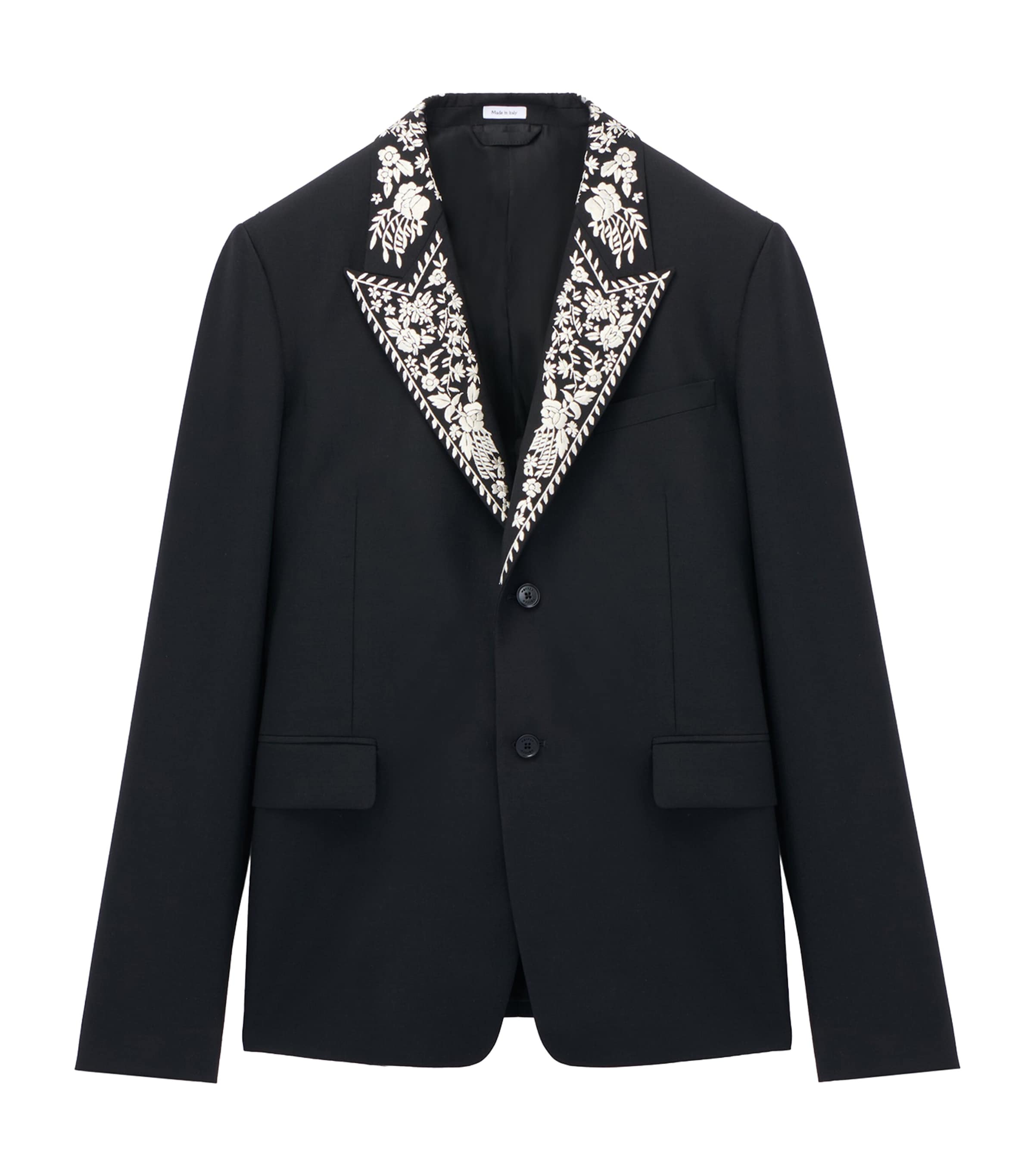 McQueen Mens Wool-Mohair Embroidered Blazer