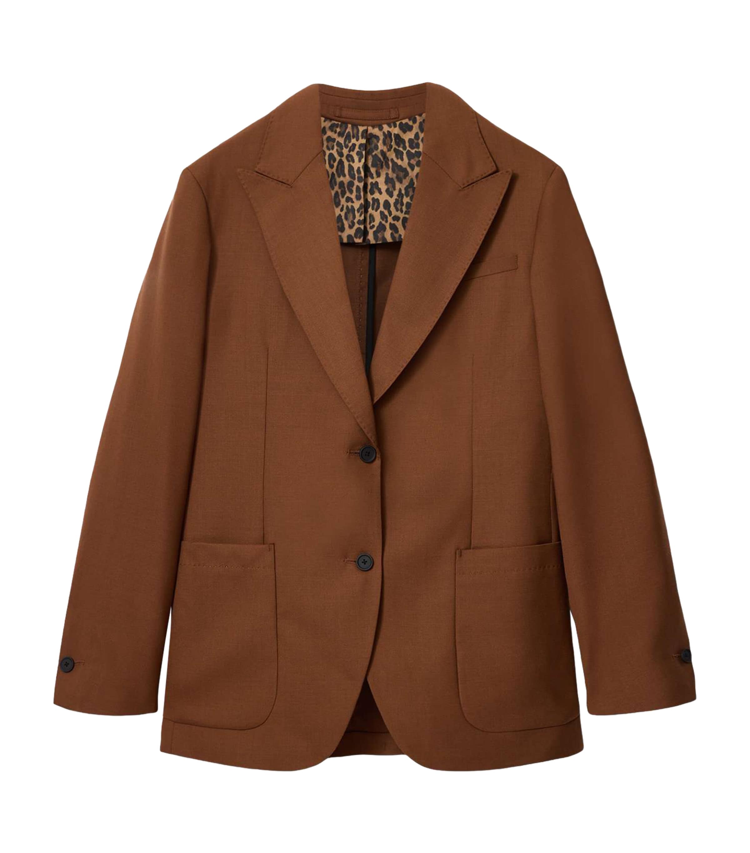 AllSaints Womens Wool-Blend Beck Blazer Cognac Brown
