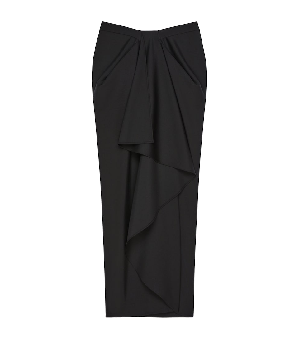 Givenchy Womens Wool-Mohair Wrap Maxi Skirt Black