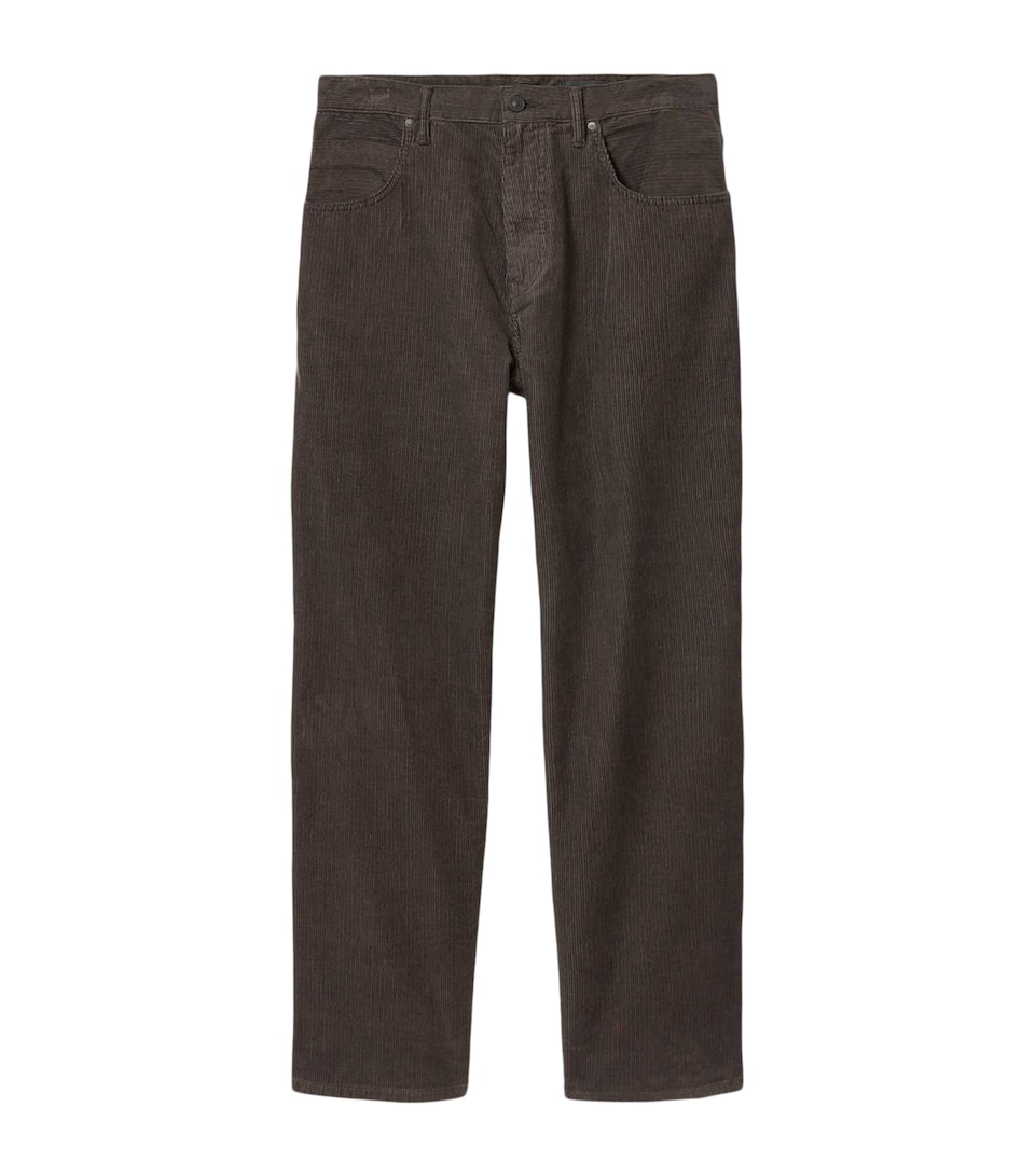 AllSaints Mens Corduroy Rivet Straight Jeans Dark Brown
