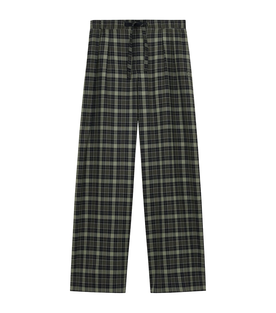 Wool-Blend Check Drawstring-Waist Trousers