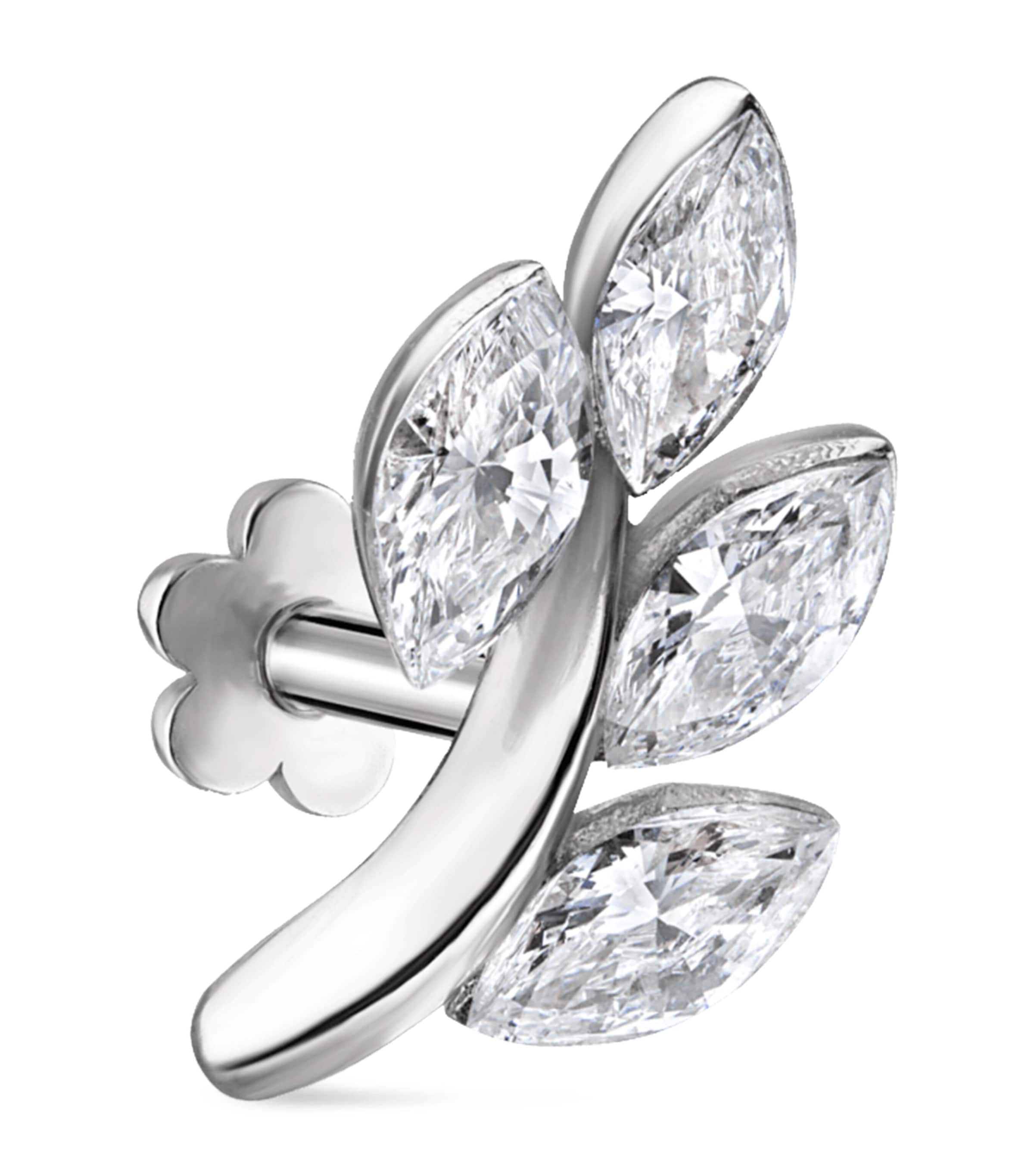 Maria Tash Diamond Vine Threaded Stud Earring (Direction B 10.5mm) White Gold