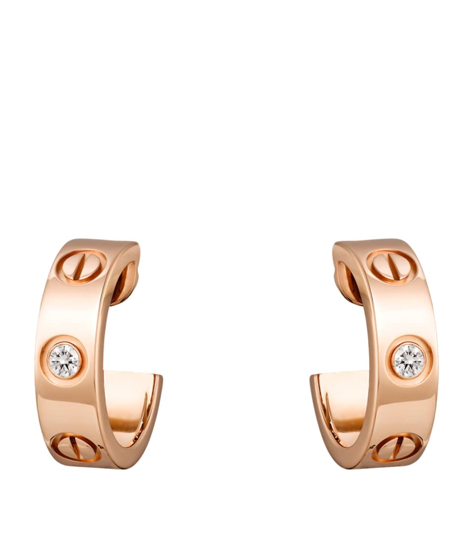 Rose Gold and Diamond LOVE Earrings