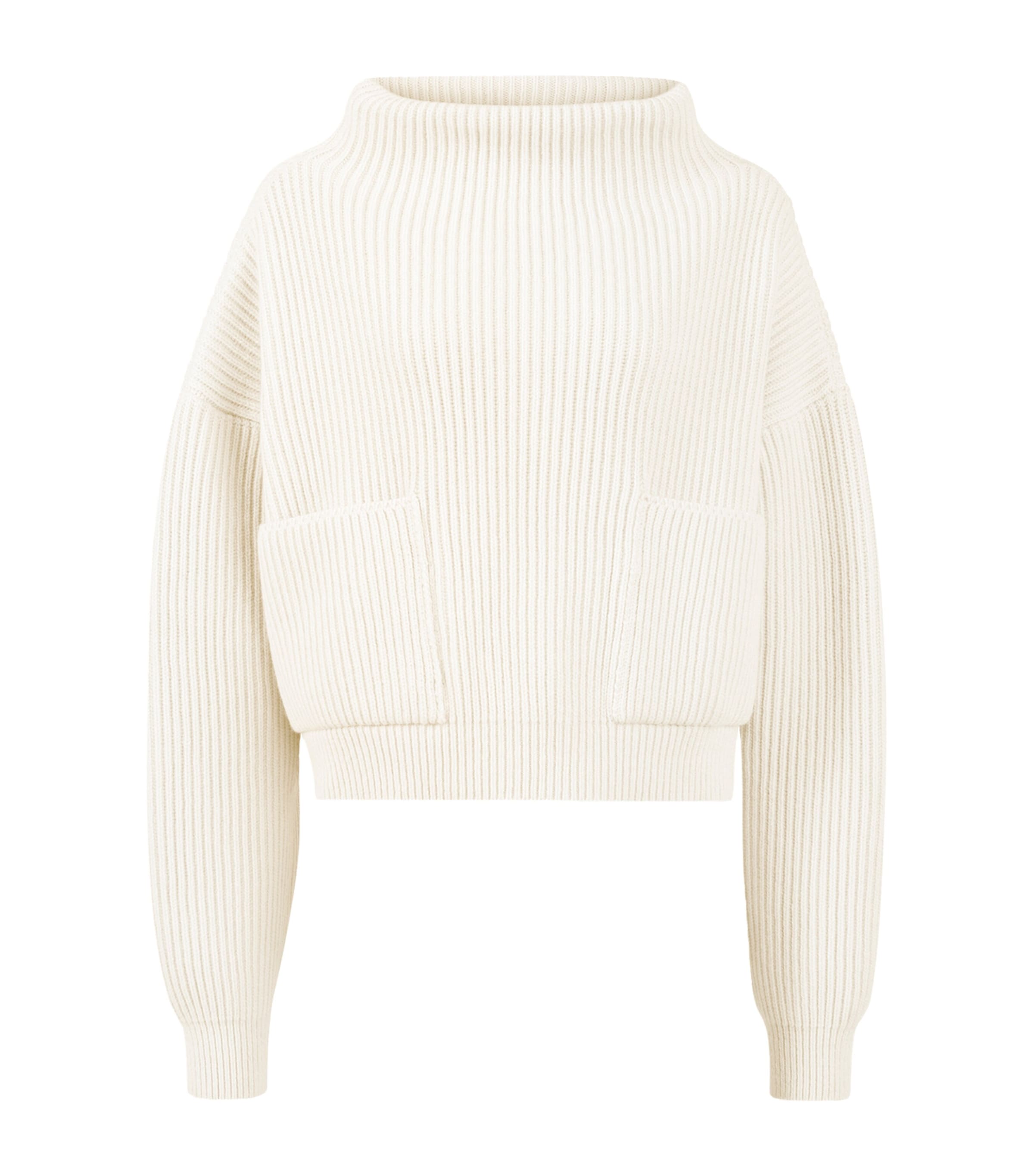 Alaïa Womens Wool-Blend Pocket Sweater Natural White