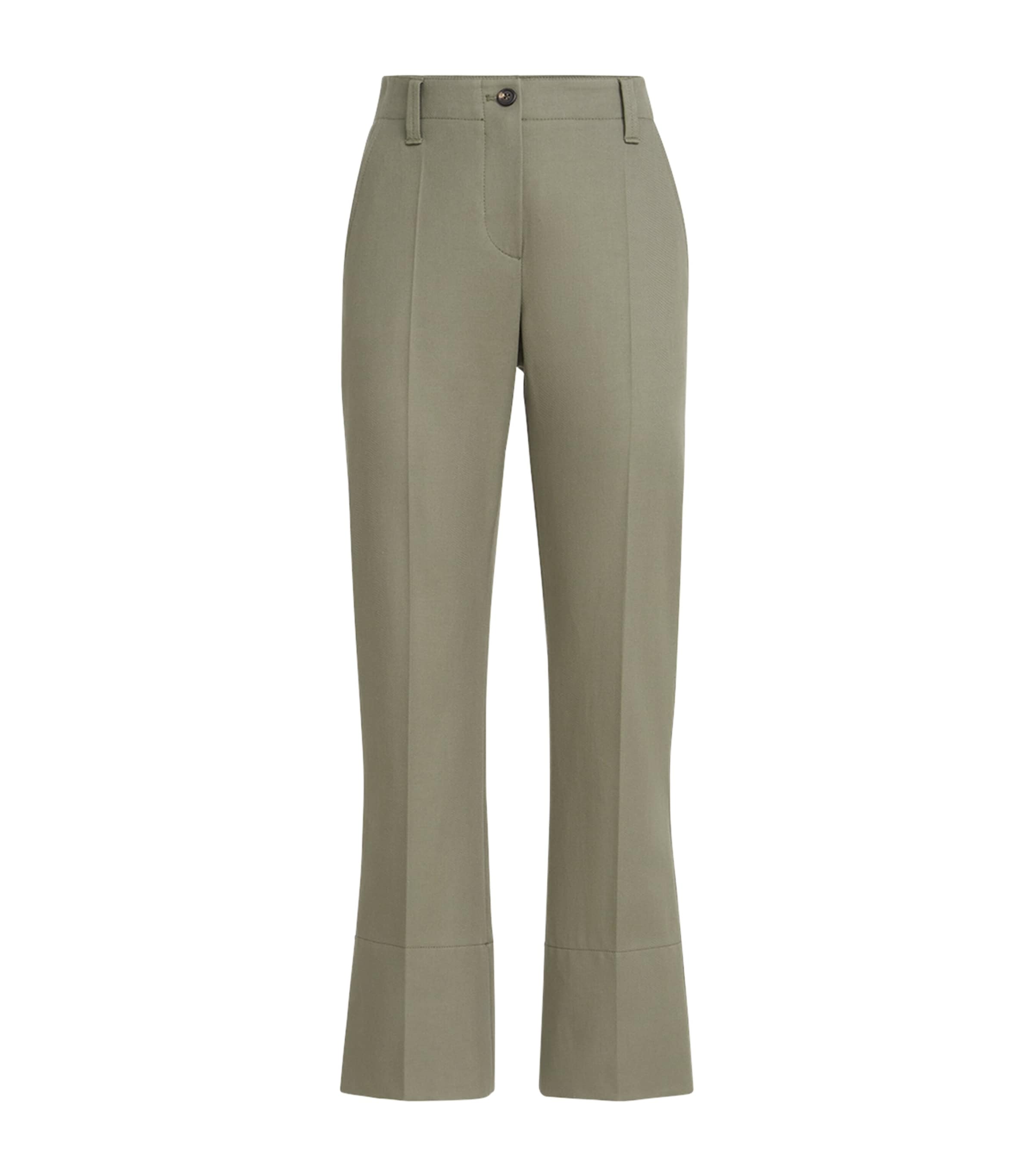 Stretch-Cotton Flared Trousers