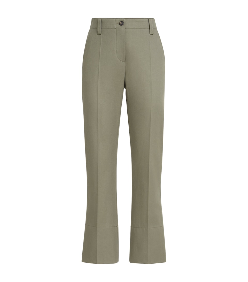 Stretch-Cotton Flared Trousers