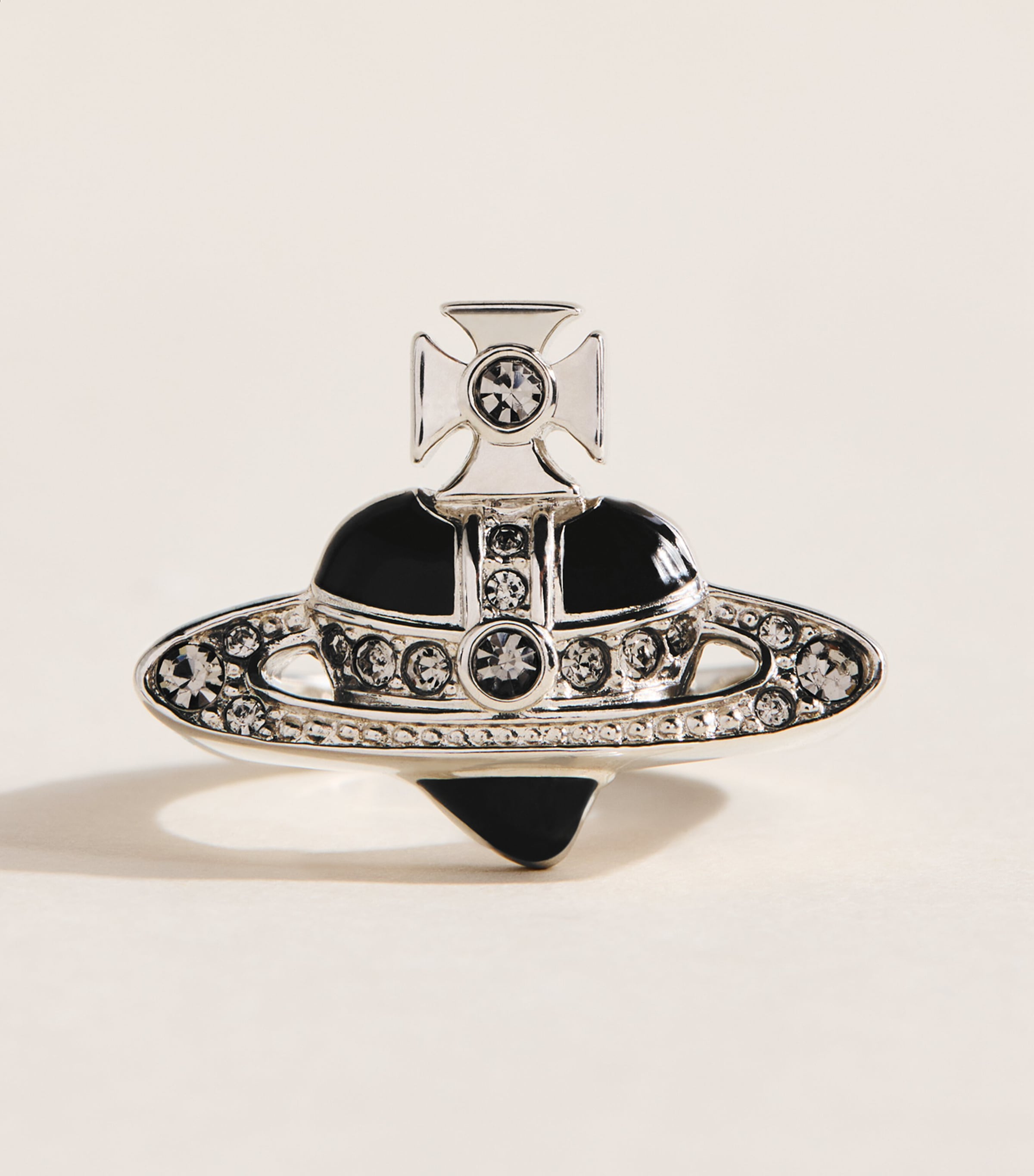 Vivienne Westwood Sterling Silver Diamante Heart Ring Dmd Crst